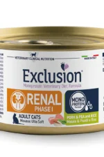 EXCLUSION GATO RENAL 1 CERDO, ARVEJA Y ARROZ 85 GRS