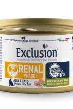 EXCLUSION GATO RENAL 2 CERDO, ARVEJA Y ARROZ 85 GRS